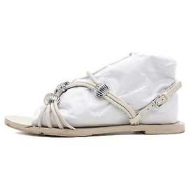 Tory Burch Sandali Mules e Pantofole da Donna in Pelle Avorio con Logo Bianco