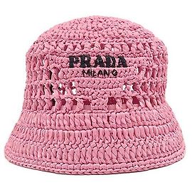 Prada Raffia-Bucket-Hat Pink