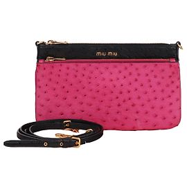Miu Miu Mini borsa a tracolla bicolore in struzzo Nero