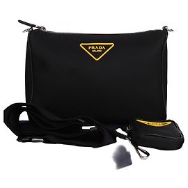 Prada Bolsa transversal Tessuto Triangle Logo Multi-Strap Preto