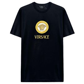 Versace T-Shirt mit kurzen Ärmeln und besticktem Logo Schwarz