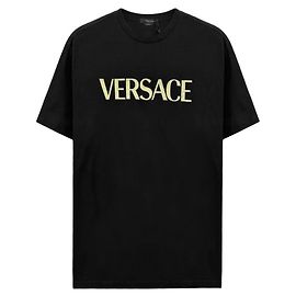 Versace Oversized T-Shirt mit Logo Schwarz