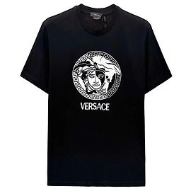 Versace Kurzärmeliges T-Shirt mit besticktem Medusa-Logo Schwarz