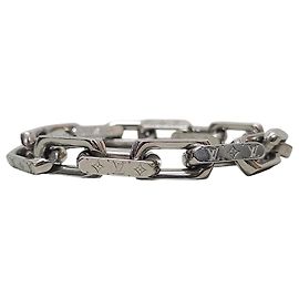 Louis Vuitton Silver Steel Monogram Chain Bracelet Silvery