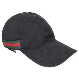 Gucci Boné de Beisebol em Lona com Alça Web Preta Preto
