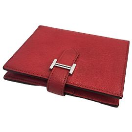 Hermès Compact Buckle Wallet Red