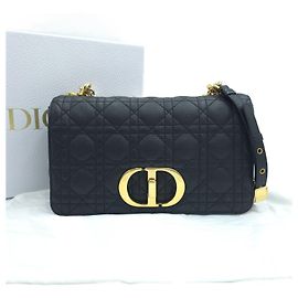 Dior Borsa a tracolla e crossbody Caro Medium Cannage in pelle nera Nero