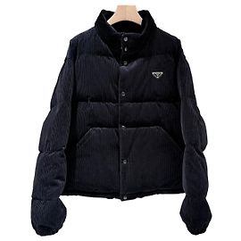 Prada Jaqueta de camisa em denim com logo triangular e bolso Navy Azul