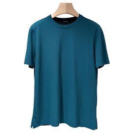 Loro Piana Kurzärmeliges Cashmere-T-Shirt mit Rundhalsausschnitt Blau