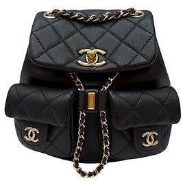 Chanel Duma Two-Pocket Small Backpack Black Black