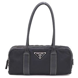 Prada Sac Tote e Bolsa de Ombro em Tecido com Logotipo Triangle Preto