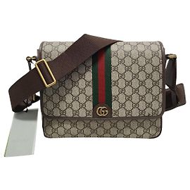 Gucci Borsa Messenger GG Supreme Canvas Ophidia Medium Marrone