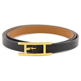 Hermès Pulseira de Couro Preto Double Tour Preto