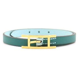 Hermès Pulsera de Doble Vuelta en Cuero Verde Verde