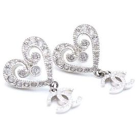 Chanel Orecchini pendenti Crystal Heart CC da donna Argento