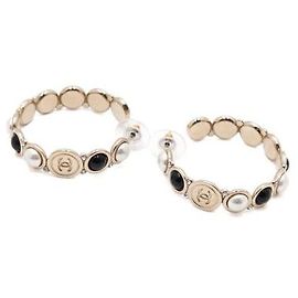 Chanel Brincos de argolas de pérolas de vidro Season Laranja