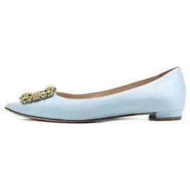 Manolo Blahnik Chaussures plates Bleu