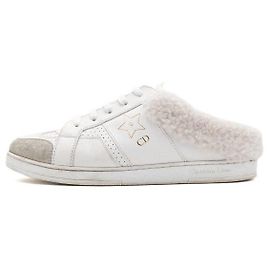 Dior White Calfskin Shearling Star Mule Women's Sneakers White