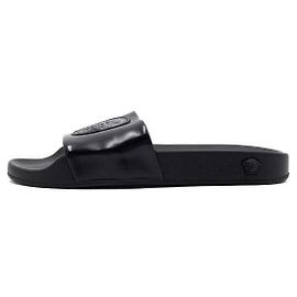Versace Sandali in pelle Vitello con logo Medusa da donna Nero