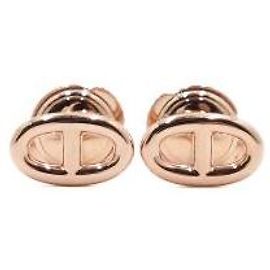 Hermès Boucles d'oreilles CHAINE DANCRE Blue Stone en or rose Bleu