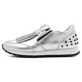Tod's Sneaker da donna argentate metallizzate con frange kiltie e nappe Argento