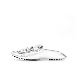Tod's Mocassini da guida con nappe argentate Argento