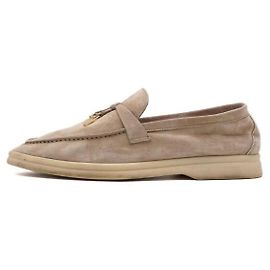 Loro Piana Beige Suede Summer Walk Women's Loafers Brown