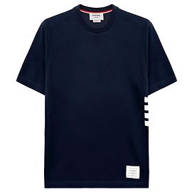 Thom Browne Kurzarm-T-Shirt mit Seitenarmband Navy Blau
