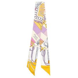 Hermès Lenço de seda feminino Clickity Twilly Multicor