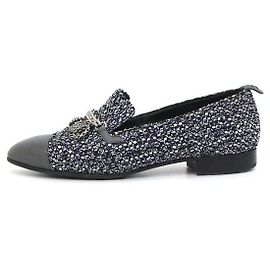 Chanel Mocasín de tweed para mujer con colgante de moneda Multicolor