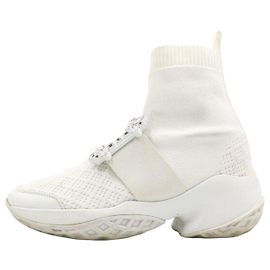 Roger Vivier Sneaker Runner Square Crystal White da Donna Bianco