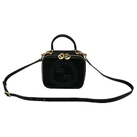 Gucci Black Leather Round Interlocking Blondie Top Handle Black