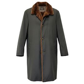 Kiton Men's Long Coat with Fur Lining Black