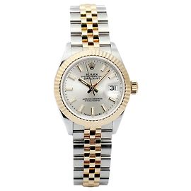Rolex Relógio Datejust Último Modelo Feminino Combinação Prateado Índice Certificado Prata