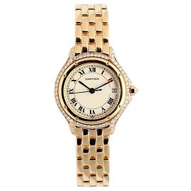 Cartier Relógio vintage Cougar Figaro Small para mulher em ouro com quartzo Dourado