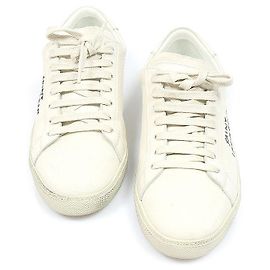 Saint Laurent Tênis de cano baixo clássicos em algodão branco creme Branco