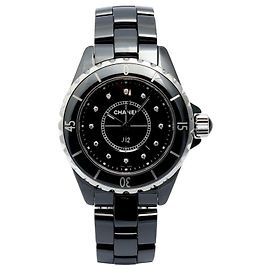 Chanel Watch Black Ceramic Original Diamond Medium Women's Watch Black