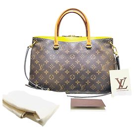 Louis Vuitton Pallas MM Tote Bag Shoulder Strap Brown