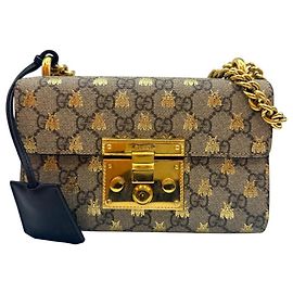 Gucci Bolsa de Ombro Supreme Padlock Small Chain Marrom