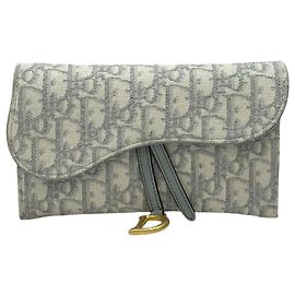 Dior Pochette WOC Oblique Saddle Small con cadena Gris Castaño