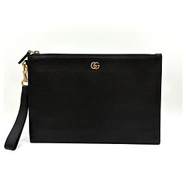 Gucci Leather Strap Clutch Bag Black Black