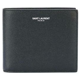Saint Laurent Silver Logo Bifold Wallet Black