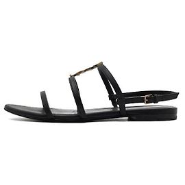 Saint Laurent Sandali piatti Cassandra Monogram per donna Nero