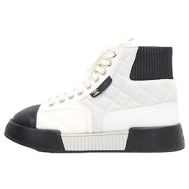 Chanel High-Top Damen-Sneaker aus Ziegenleder-Gewebe Schwarz