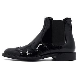 Saint Laurent Black Patent Leather Army Men's Chelsea Boots Black