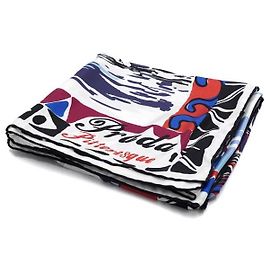 Prada Lenço de seda estampado Pitoresque Paris Pallard Navy Azul