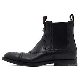 Gucci Brogue Black Leather Chelsea Boots for Men Black