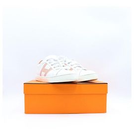 Hermès Tênis Avantage em couro de vitelo para mulher Branco
