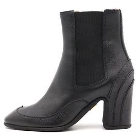 Thom Browne Black Leather Wingtip Women's Chelsea Boots Black