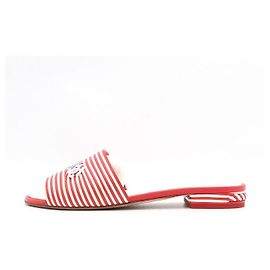 Chanel Mule da donna bicolore in pelle rossa e bianca Rosso